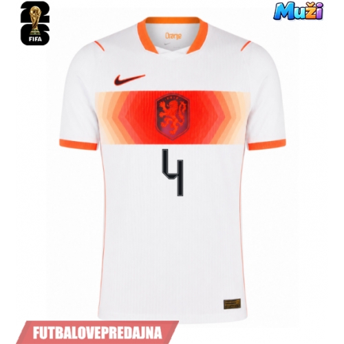Lacne Muži Futbalové dres Holandsko Virgil van Dijk #4 MS 2026 Krátky Rukáv - Preč